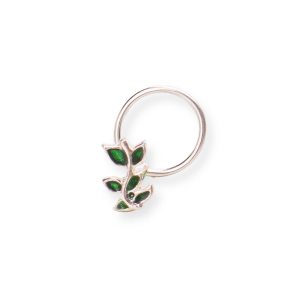Leaves Nose pin ( Pierced ) - Green