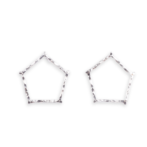 Handmade Hexagonal Earring (Hammered)