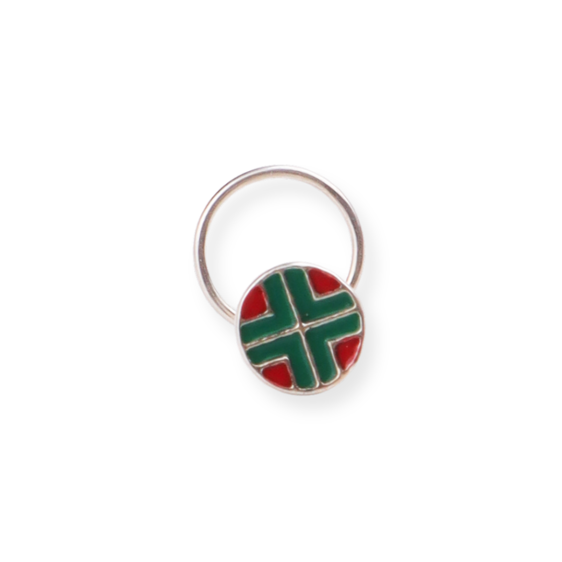 Enamel Red Green Round Nosepin