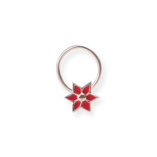 Flower Nose pin ( Pierced ) - Red