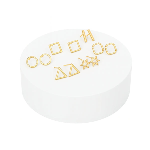 The Geometry Box: Set of 6 |  92.5 Silver | 22K Gold Plated