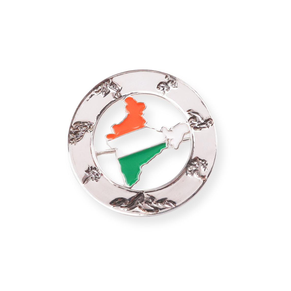 Silver Enamel India Brooch