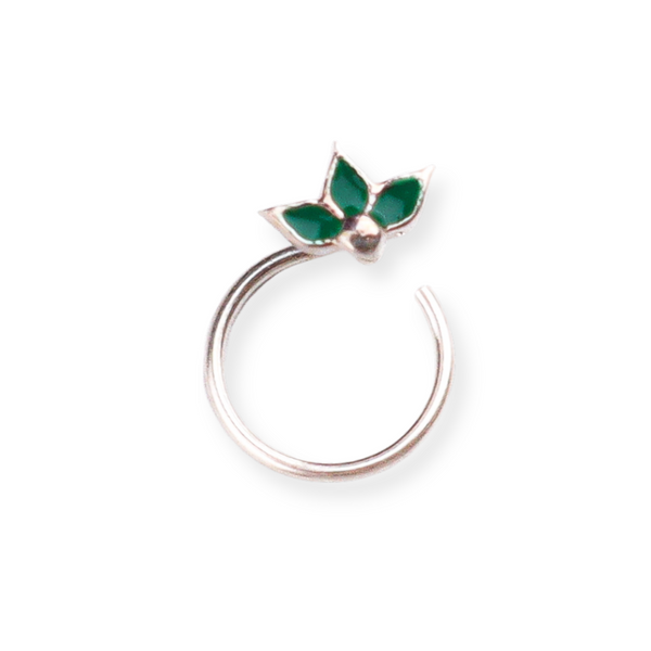 Petals Nose pin ( Pierced ) - Green