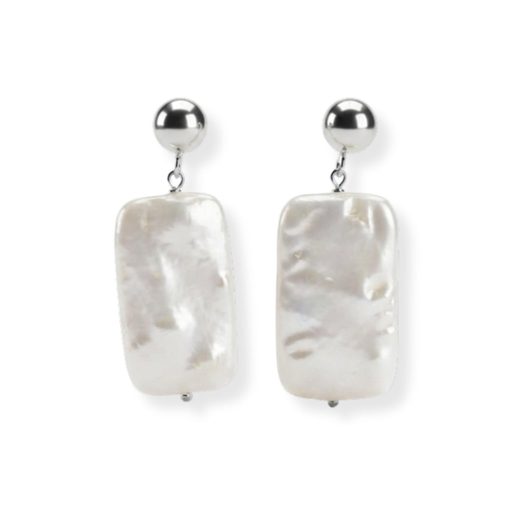Rectangular Freshwater Pearl Earrings (Project Handmade)