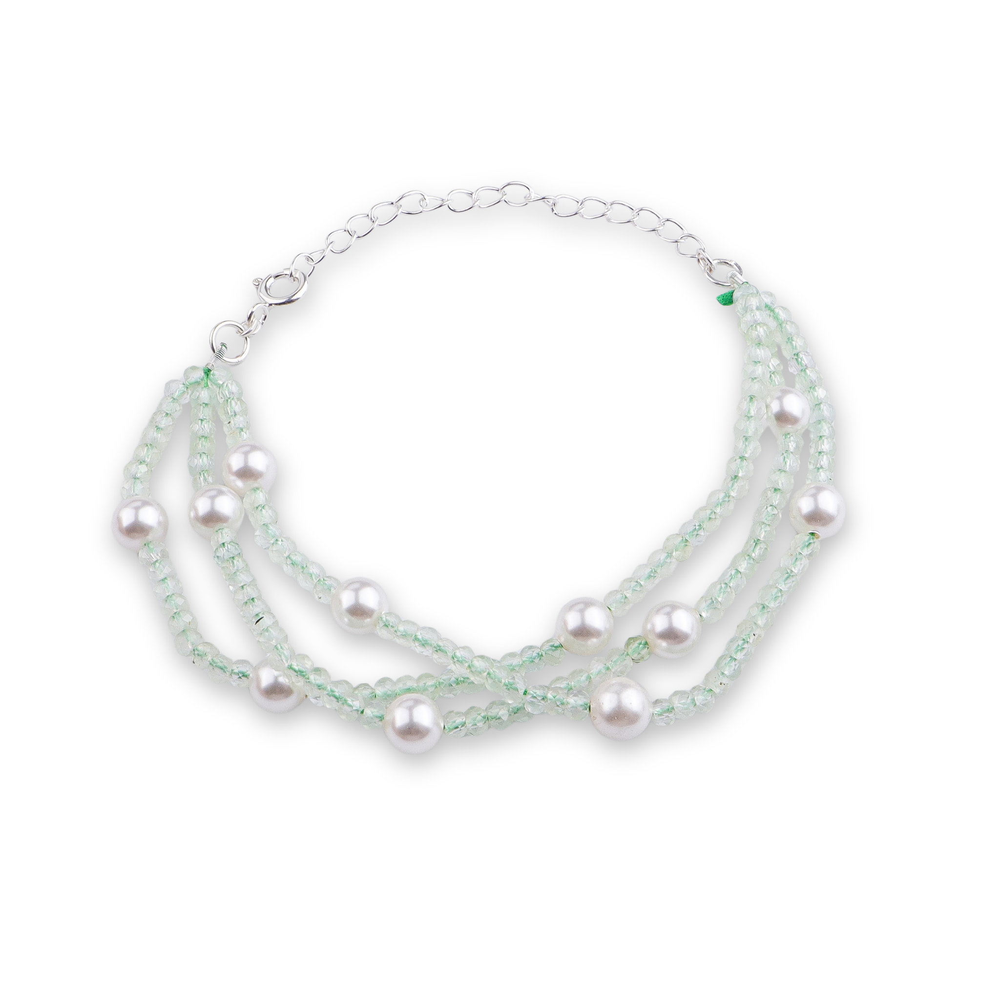 Peridot & Pearl Silver Bracelet (Project Handmade)