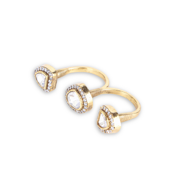 22K Gold Plated Fashion Two Finger Ring