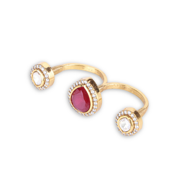 22K Gold Plated Fashion Two Finger Ring