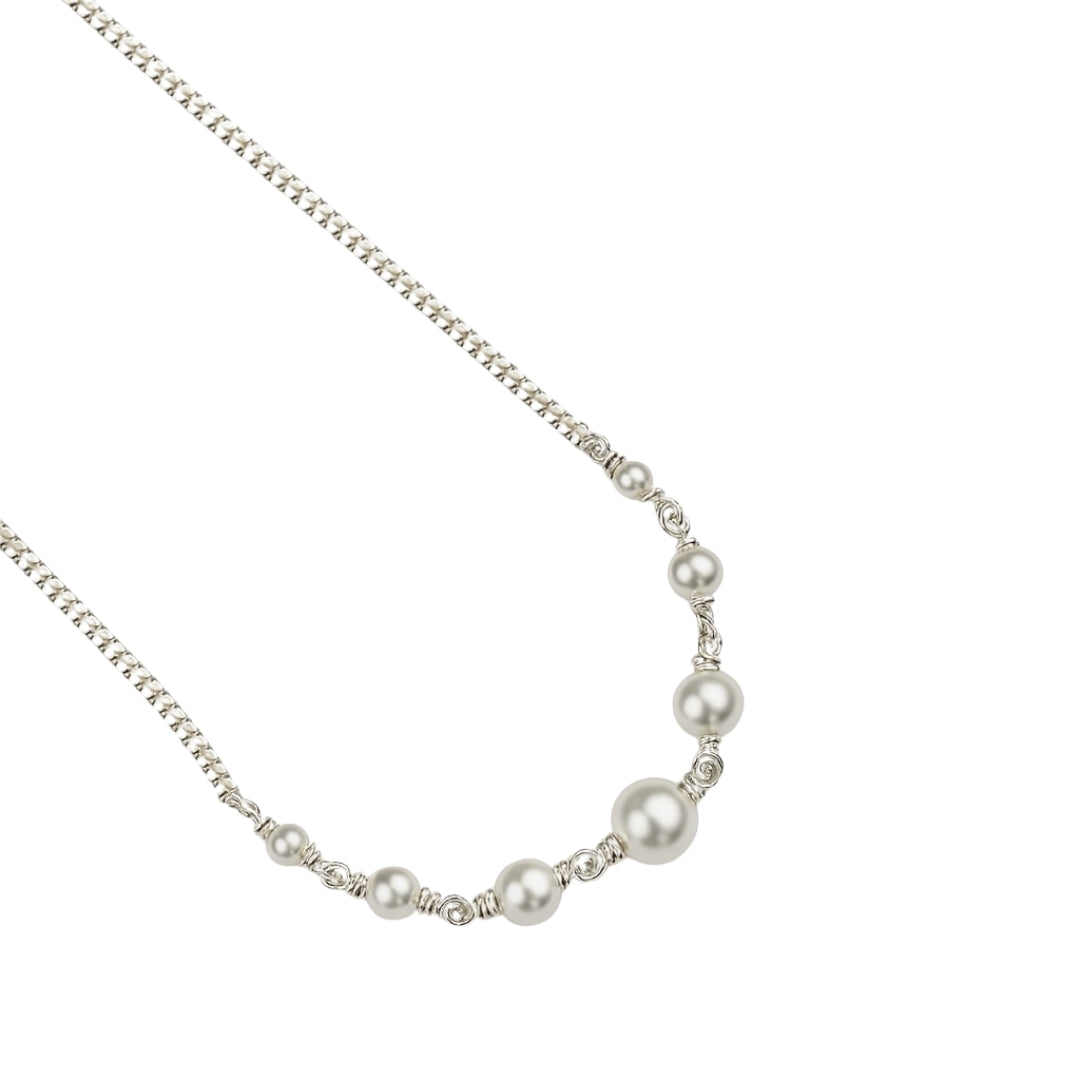 Mixed-Size Pearl Chain | 92.5 Sterling Silver | House of Aadyaa