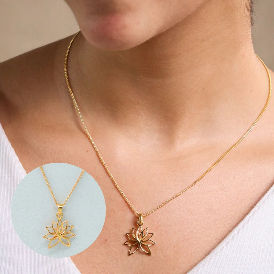 Lotus Charm Necklace (Gold Plated)