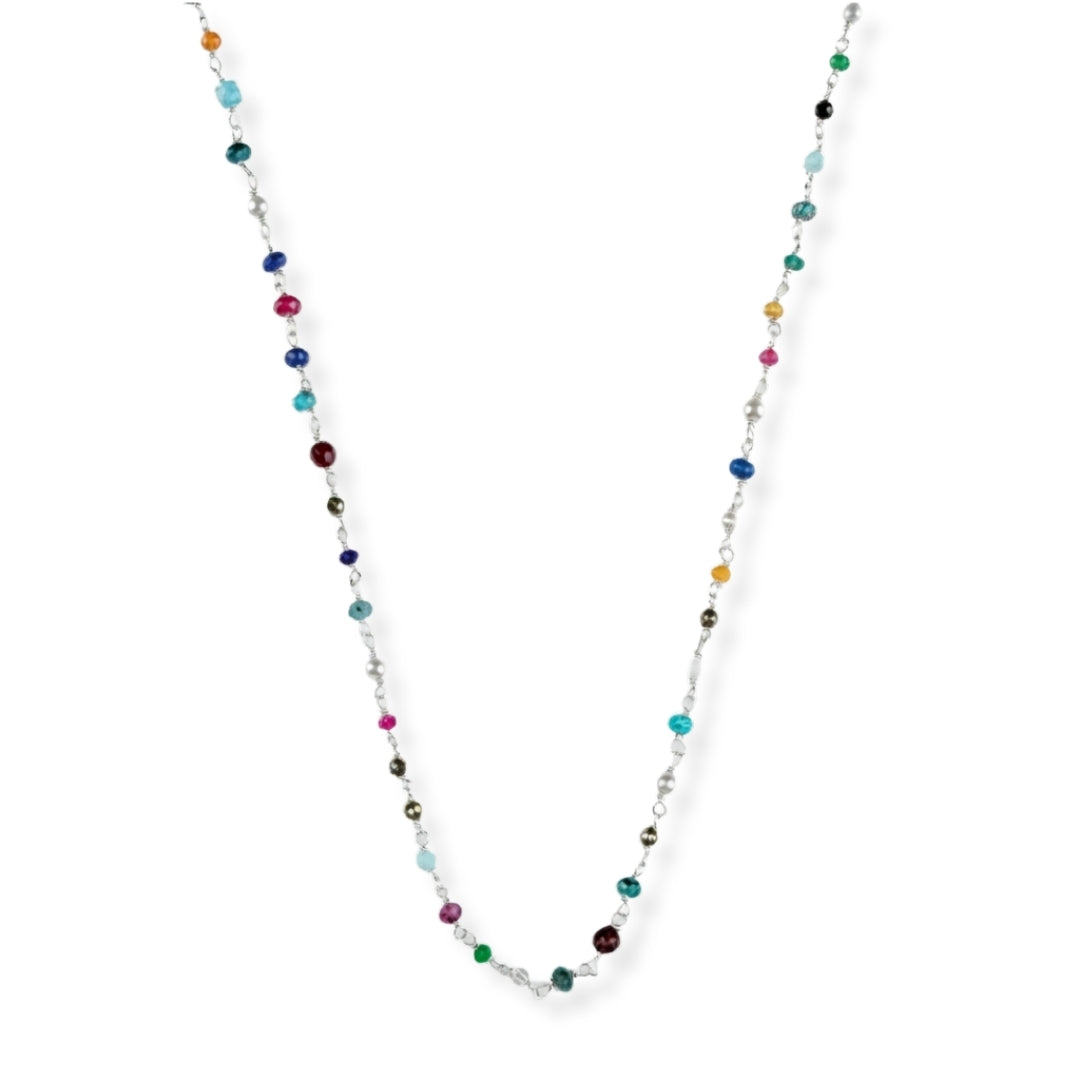 Multicolour Small Stone Ganthan Necklace – 24 Inches (Project Handmade)