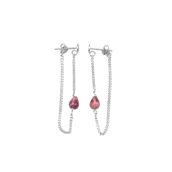 Pink Tourmaline and Chain Earrings (Project Handmade)
