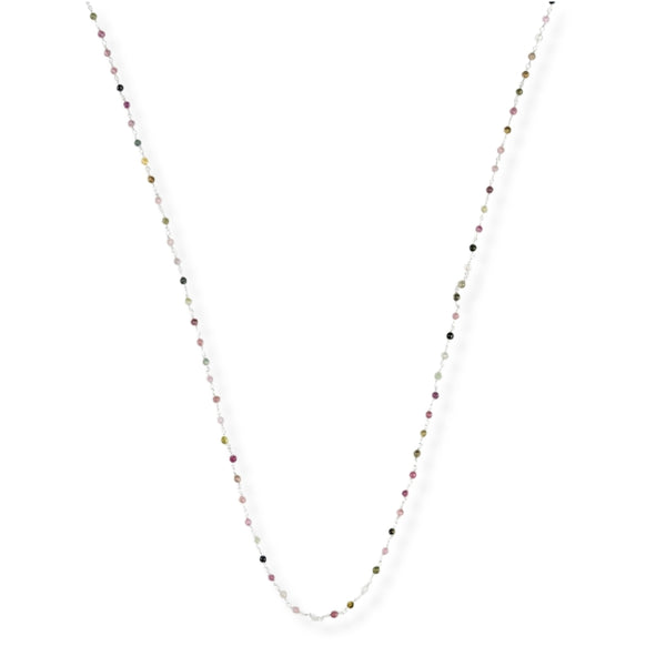 Tourmaline Ganthan Necklace 26 Inches in 92.5 sterling silver