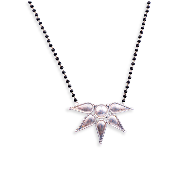Silver Half Flower Mangalsutra