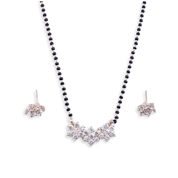 Small CZ Flower Mangalsutra Set | 92.5 Sterling Silver