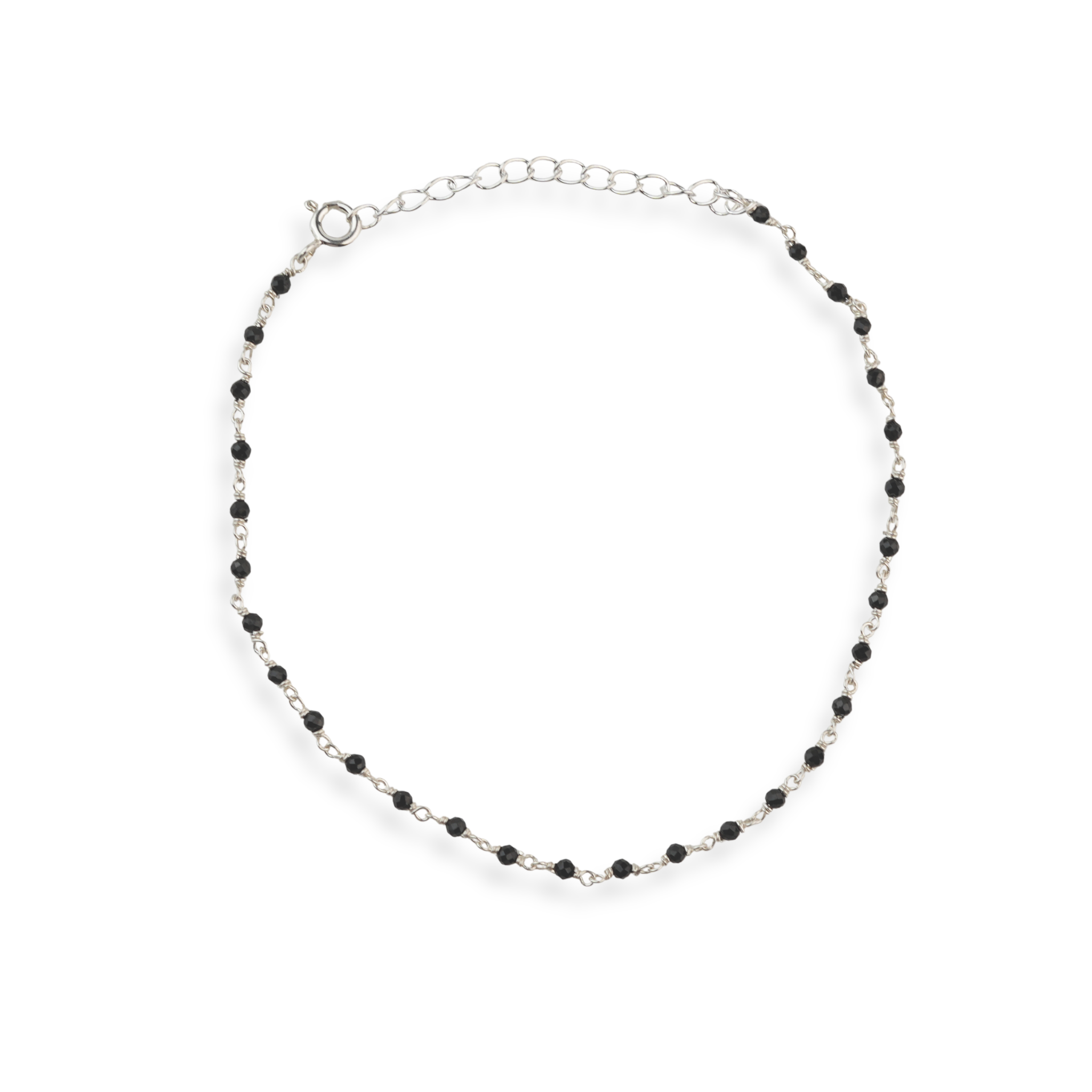 Silver Black Spinel Ganthan Anklet