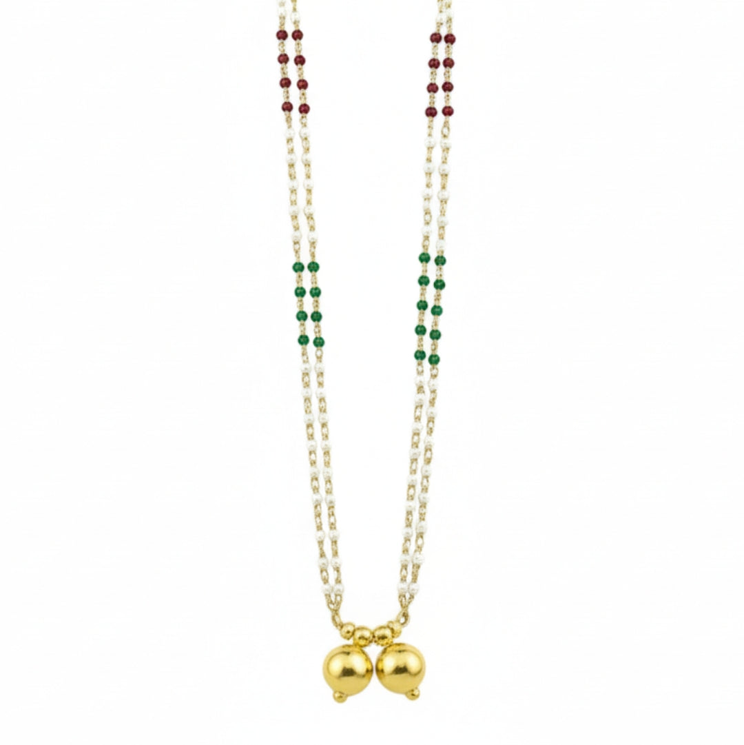 Silver Vatee Mangalsutra | 92.5 Silver | 22K Gold Plated | Multicolor Stones