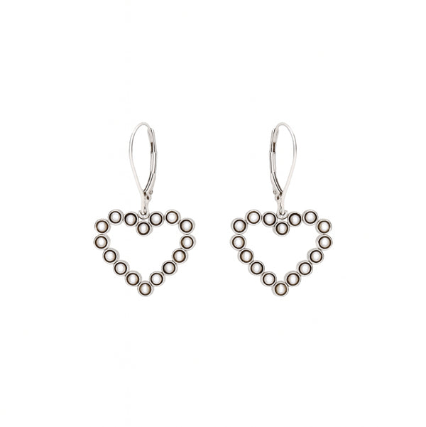 Pearls Studded Heart Silver Earring