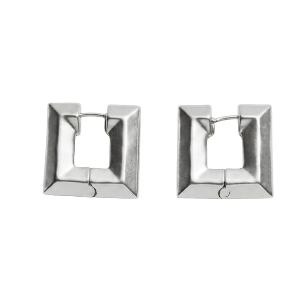 Silver Square Hoops