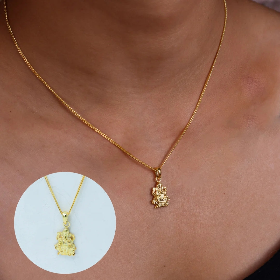 Silver Ganesh Necklace | 22K Gold Plated | 92.5 Silver