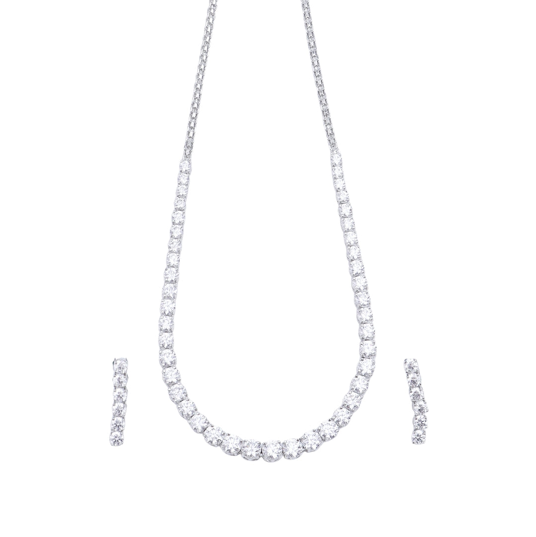 Silver CZ Necklace and Earring Set