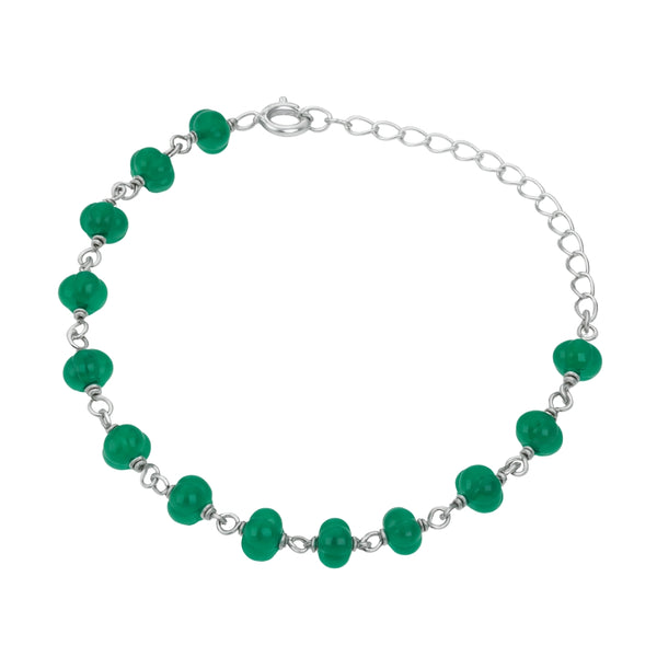 Silver Green Onyx Ganthan Bracelet front view in 92.5 sterling silver
