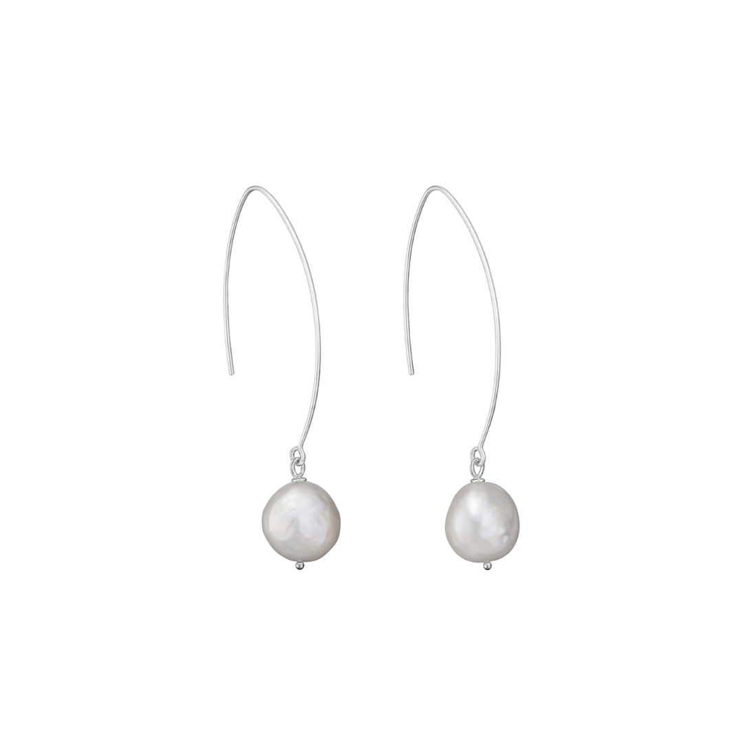 Baroque Pearl Silver Dangler Earrings