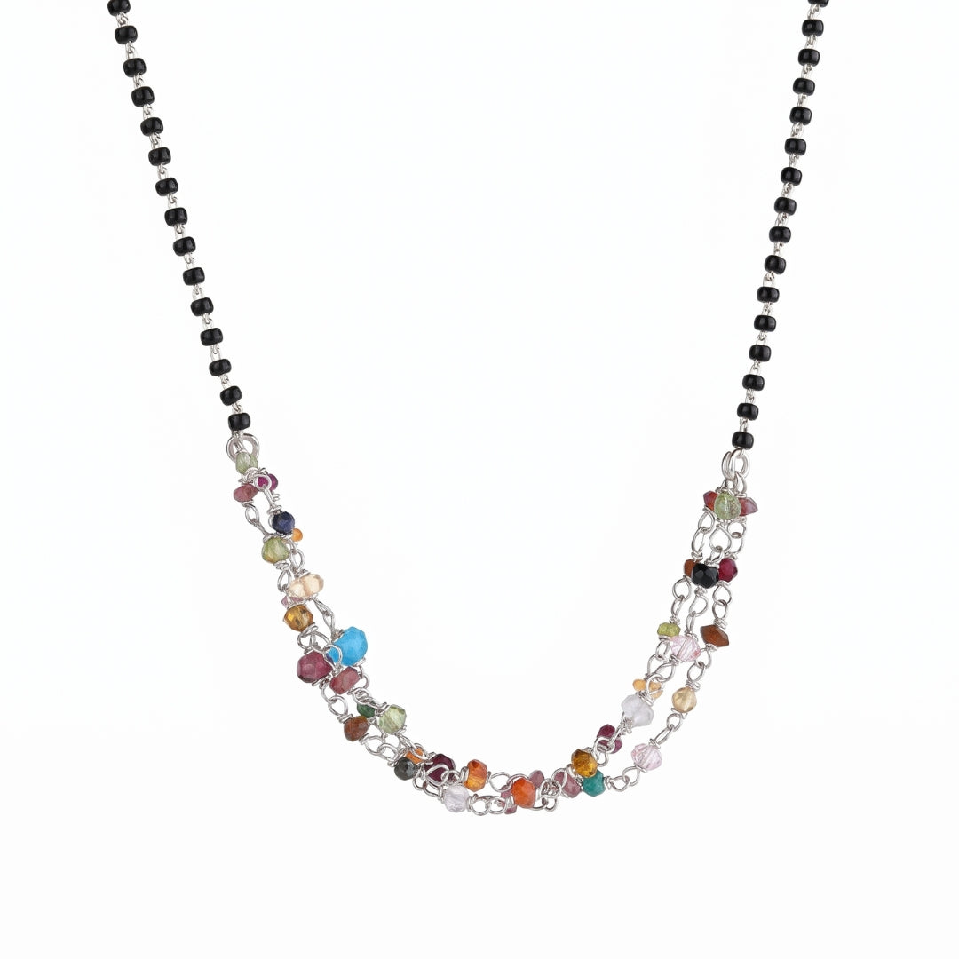 Multicolor Ganthan Silver Mangalsutra (Project Handmade)
