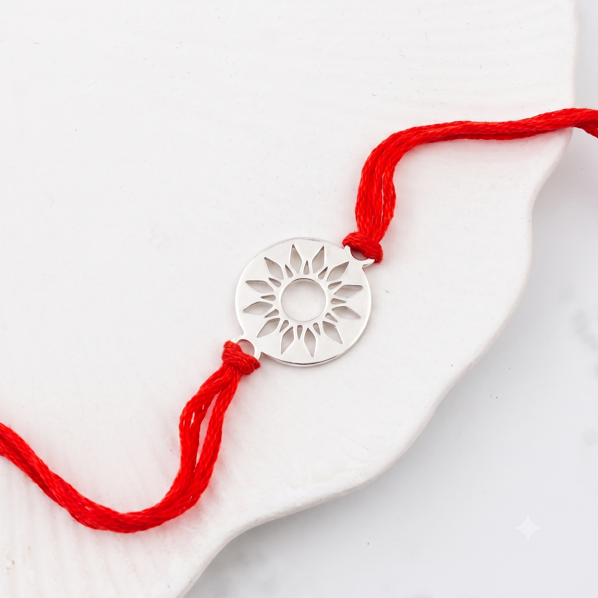 Silver Laser Cut Sun Rakhi