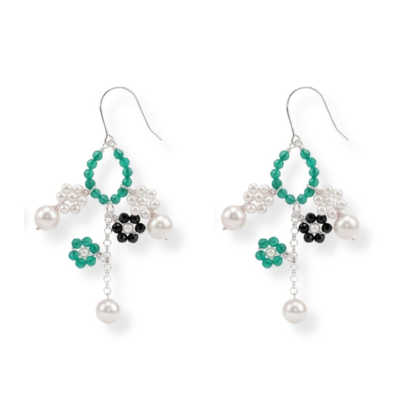 Multicolour Stone Flower Cluster Earrings (Project Handmade)