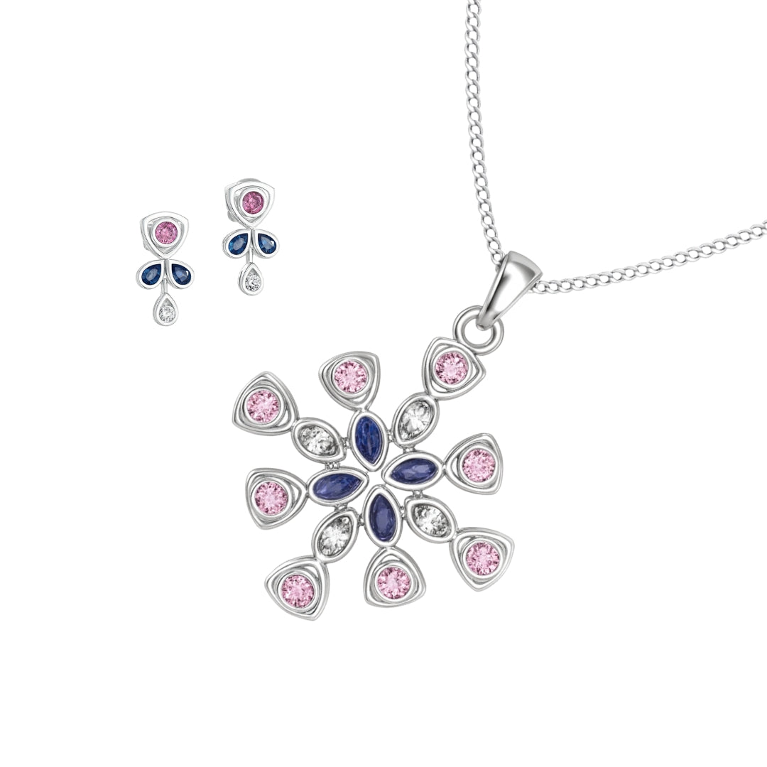 Silver Frosted Petal Set (Without chain)