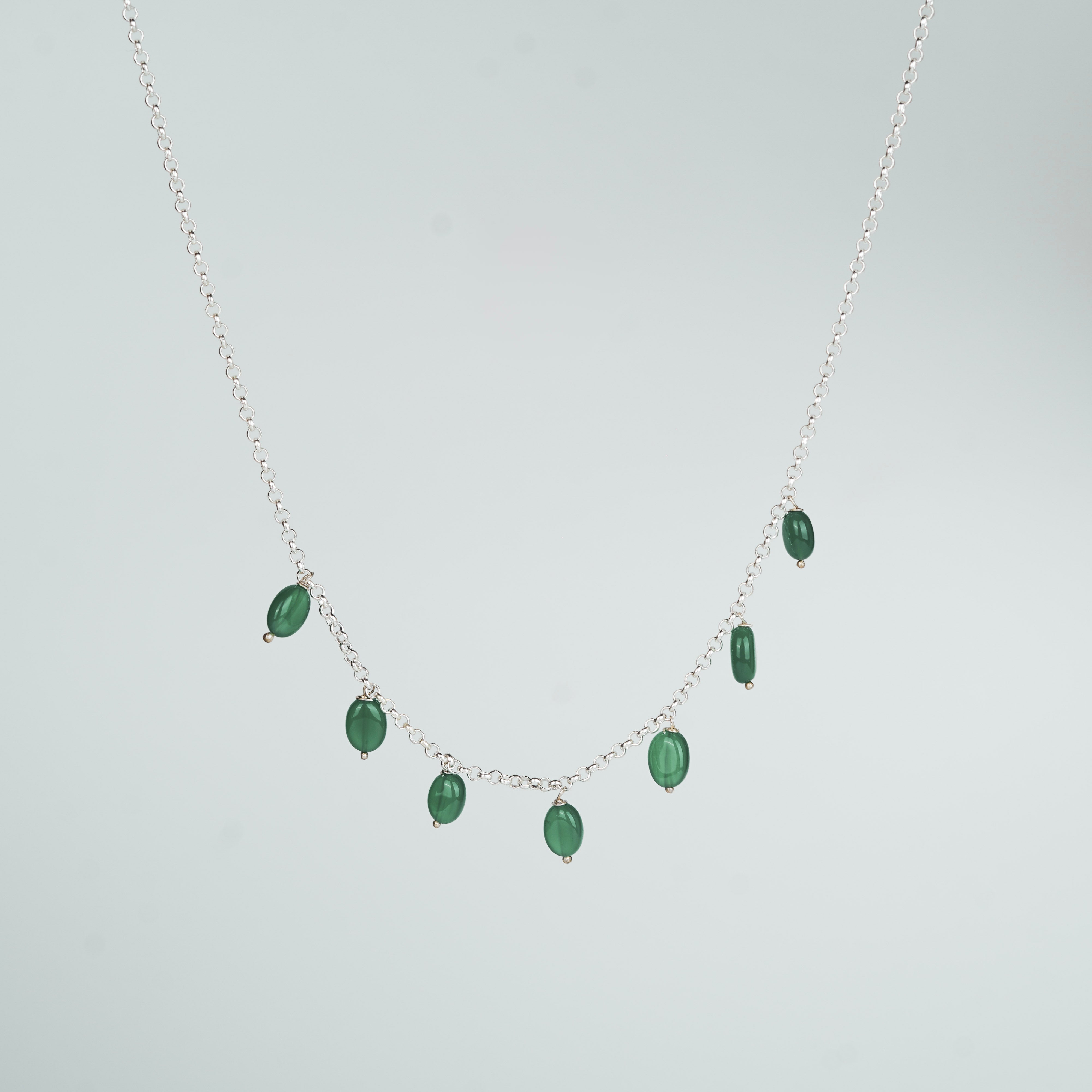 Silver Green Onyx Chain