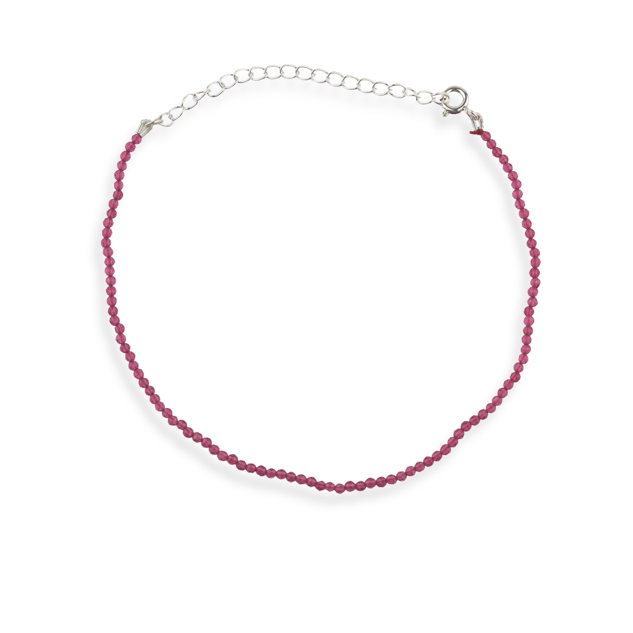 Ruby Silver Anklet (Project Handmade)