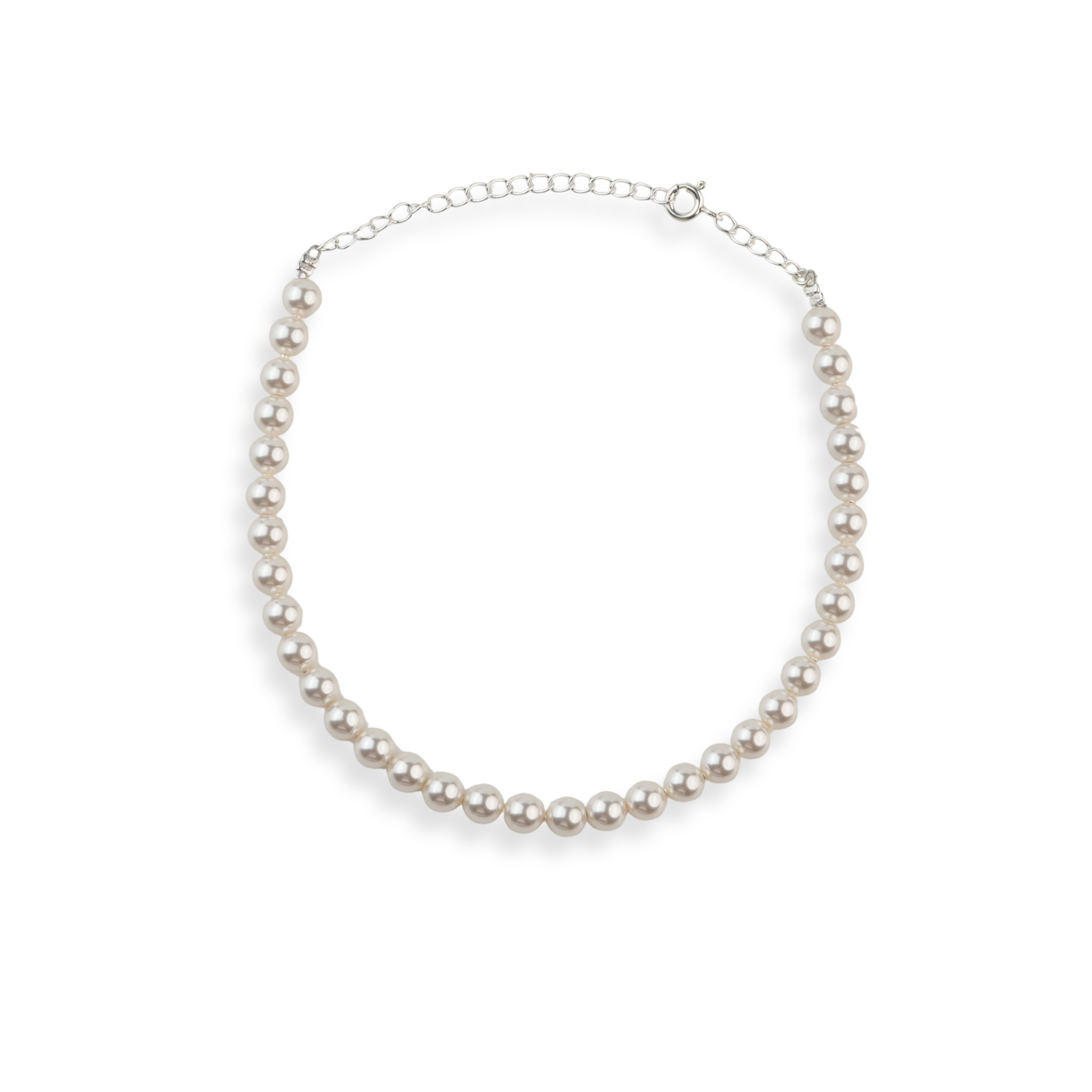 Silver Anklet with 6mm Swarovski Pearl