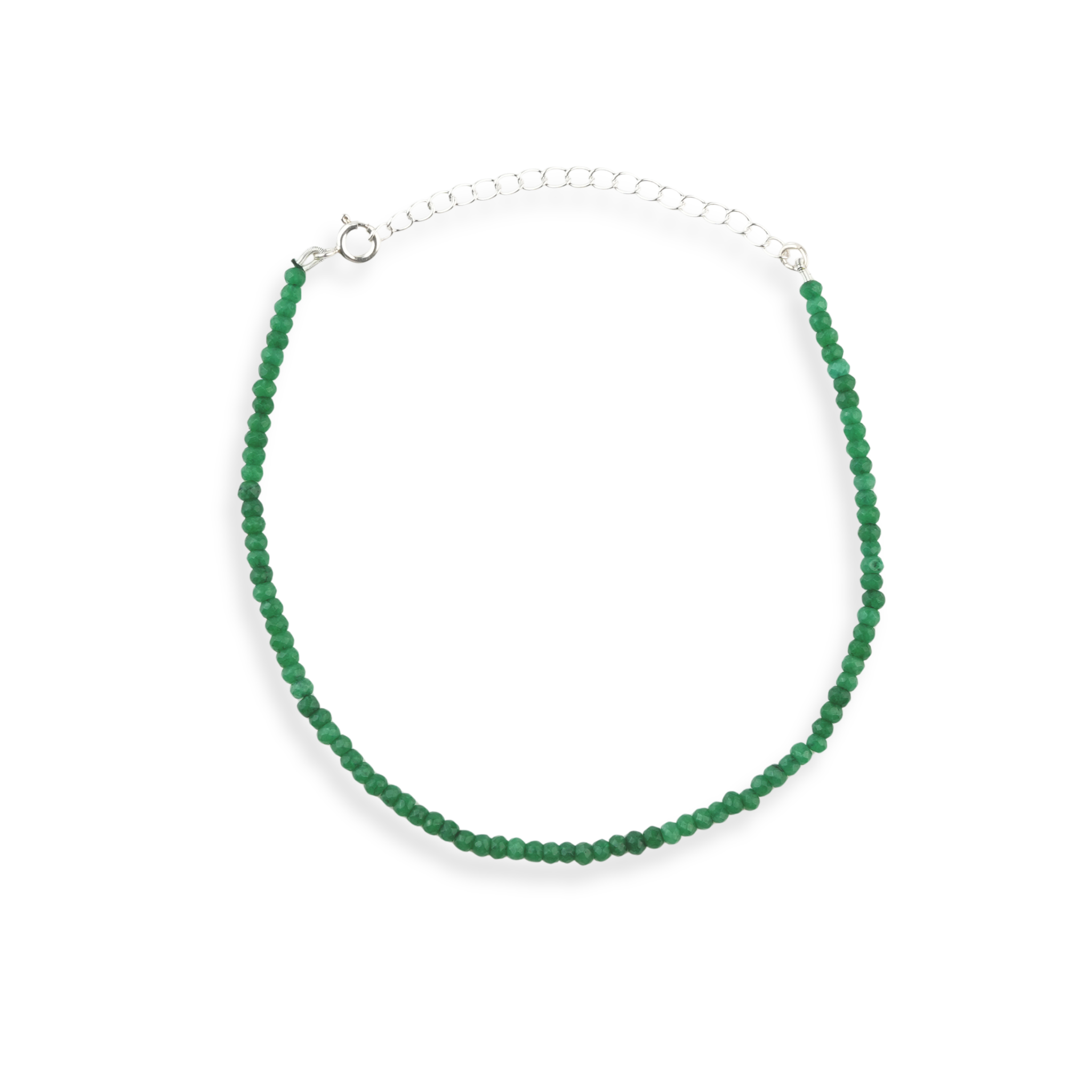 Green Jade Silver Anklet (Project Handmade)