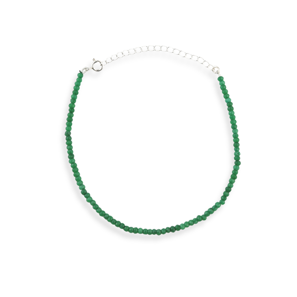 Green Jade Silver Anklet (Project Handmade)