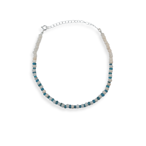 Rhodolite & White Jade Silver Anklet (Project Handmade)