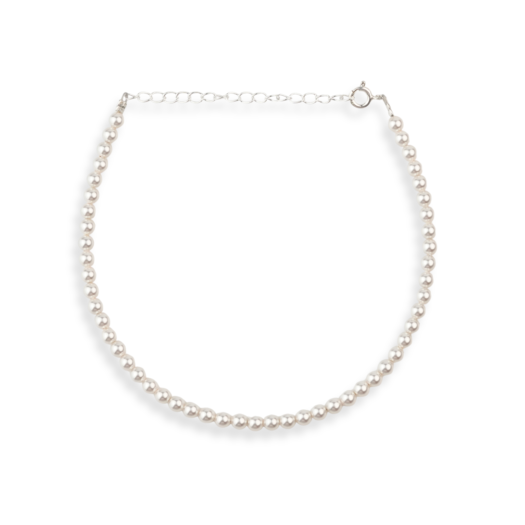 Silver Anklet with 4mm Swarovski Pearl
