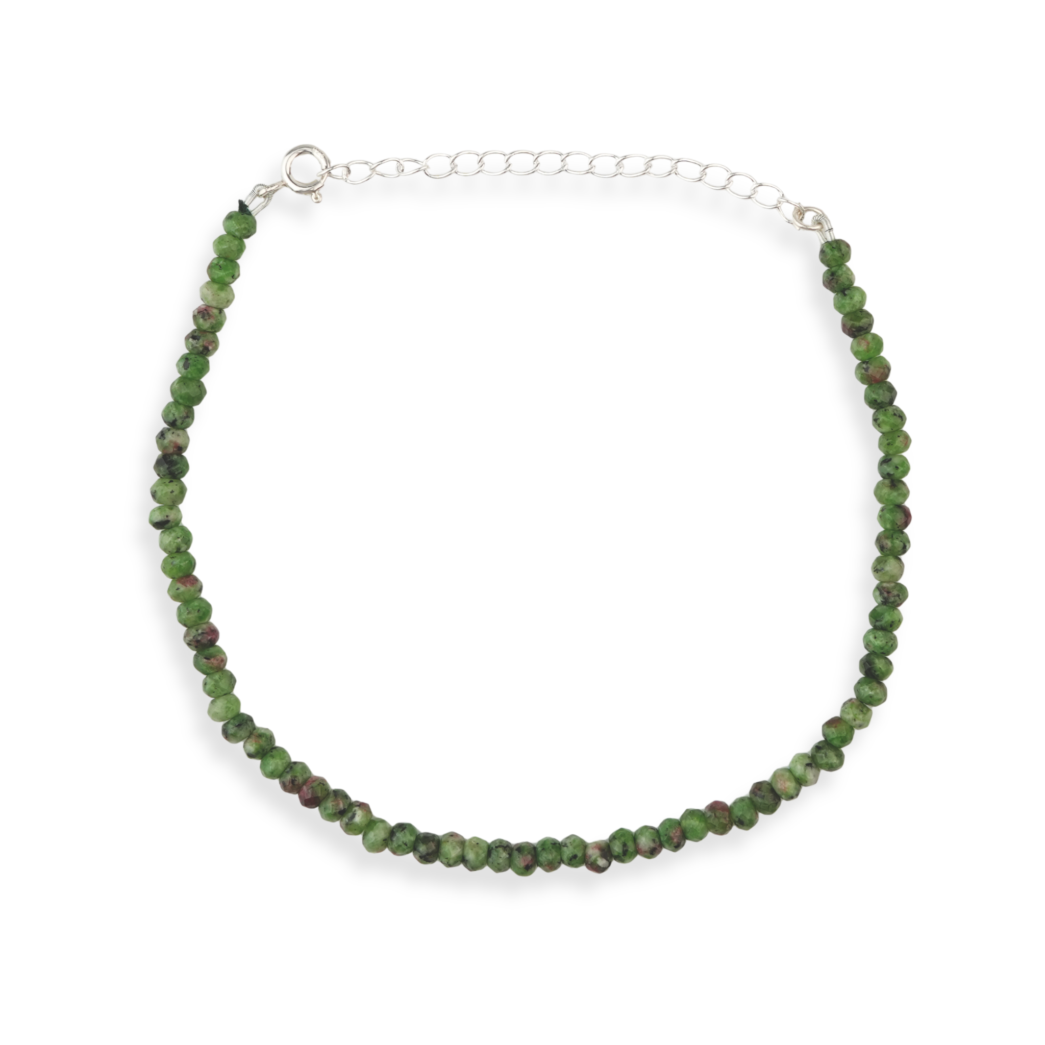Green Jade Silver Anklet (Project Handmade)