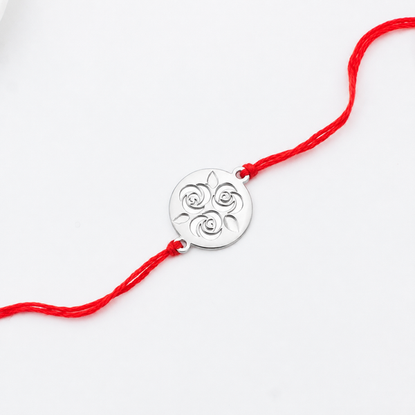 Silver Laser Cut Rose Bunch Rakhi