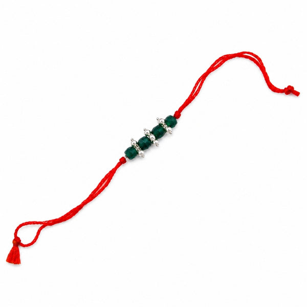 Green Onyx & Pearl Bunch Rakhi in 92.5 sterling silver