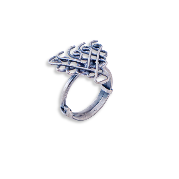 Small Motif Saraswati Ring | 92.5 Sterling Silver