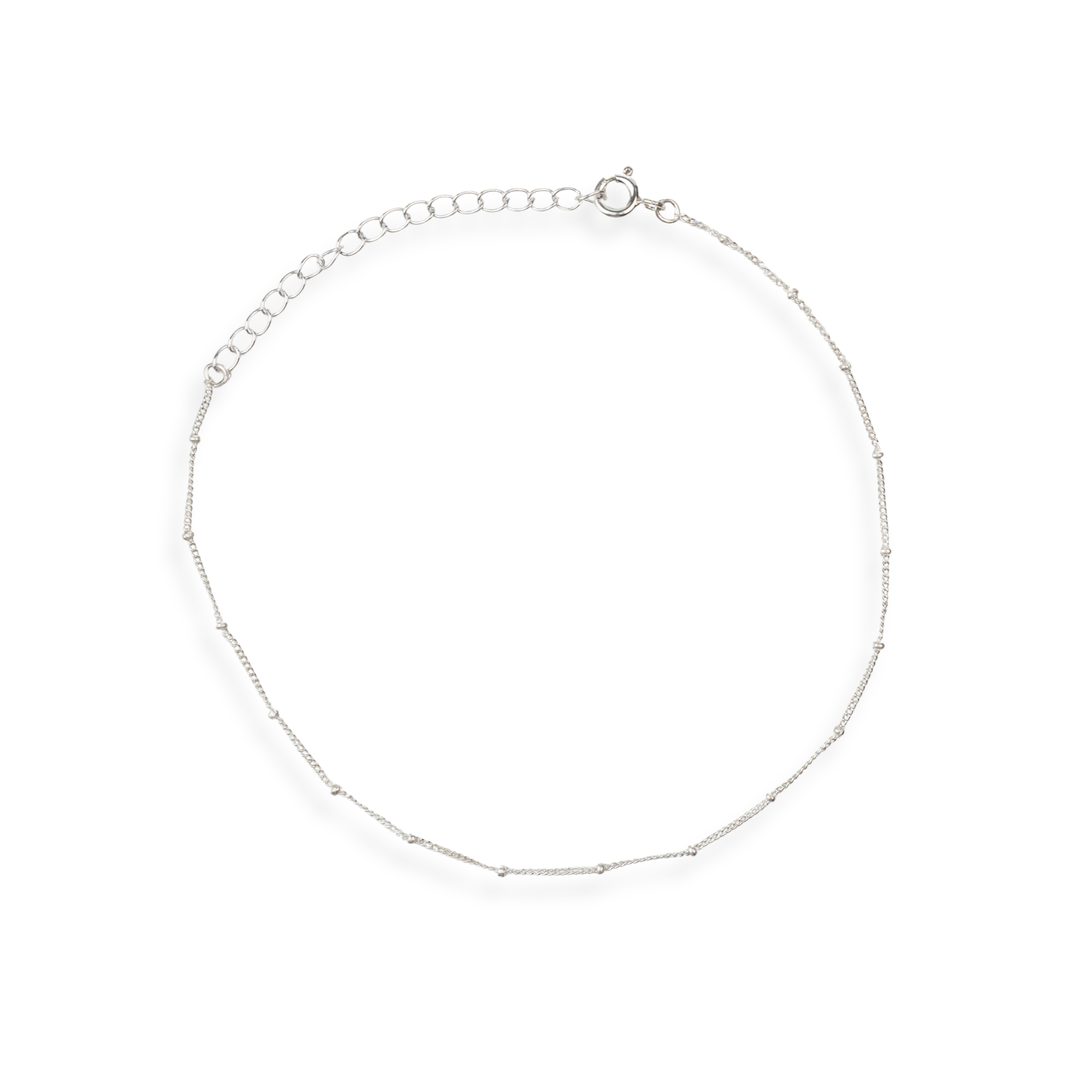 Silver Beaded Chain Anklet