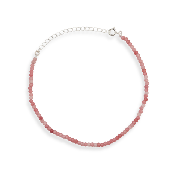 Pink Jade Silver Anklet (Project Handmade)