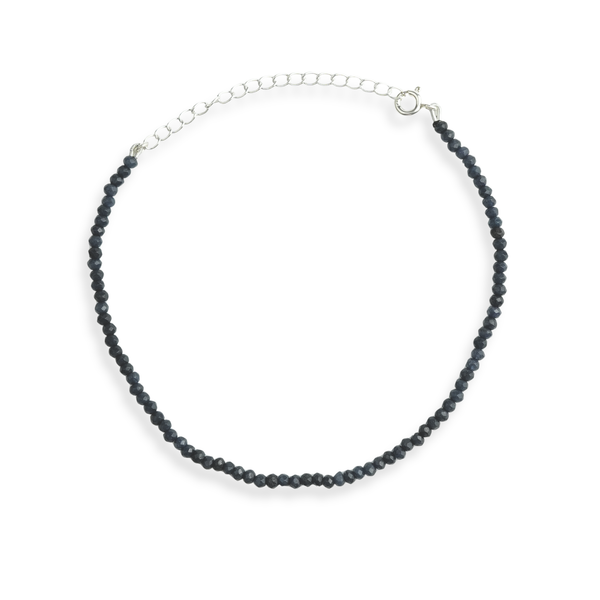 Blue Jade Silver Anklet (Project Handmade)