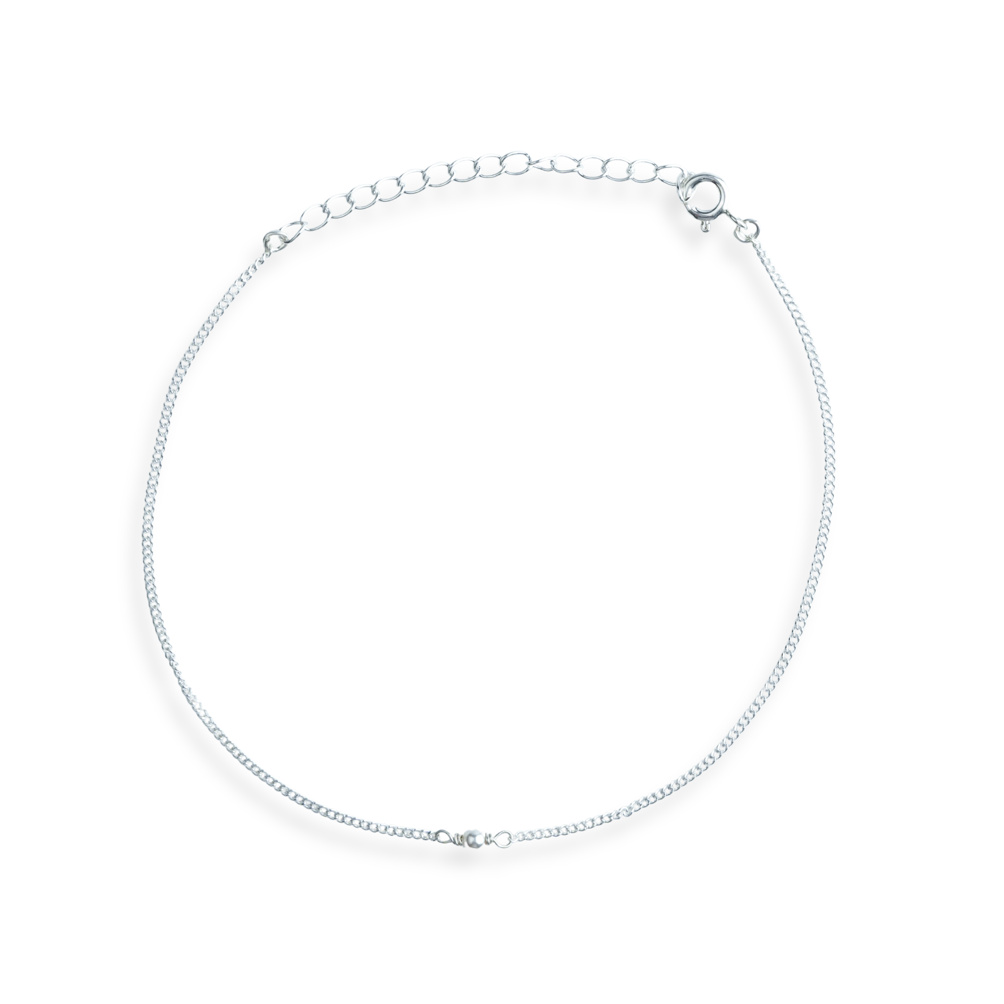 Silver Chain Anklet with 3mm Pearl