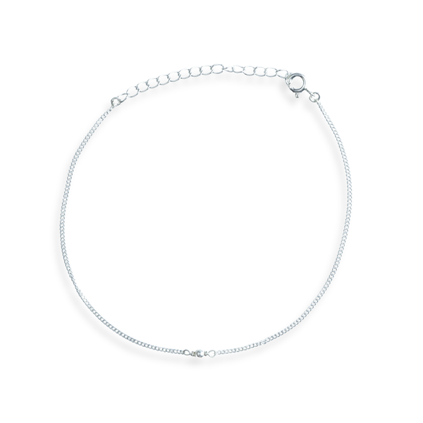Silver Chain Anklet with 3mm Pearl