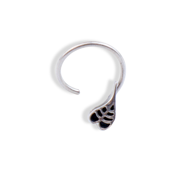Peepal Leaf Nose pin ( Pierced ) - Silver oxidised