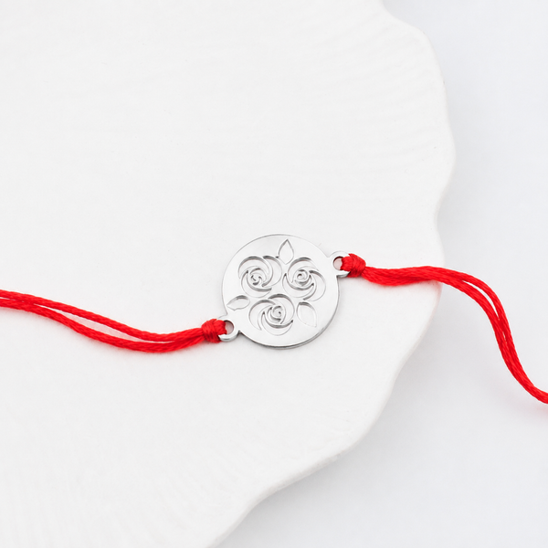 Silver Laser Cut Rose Bunch Rakhi