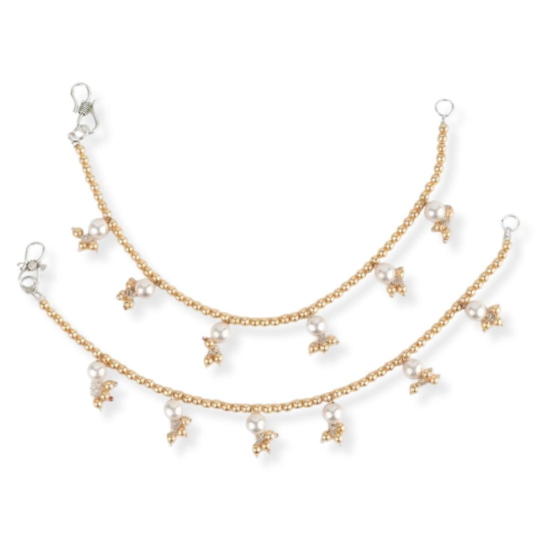 Golden and White Pearl Silver Vel (Project Handmade)