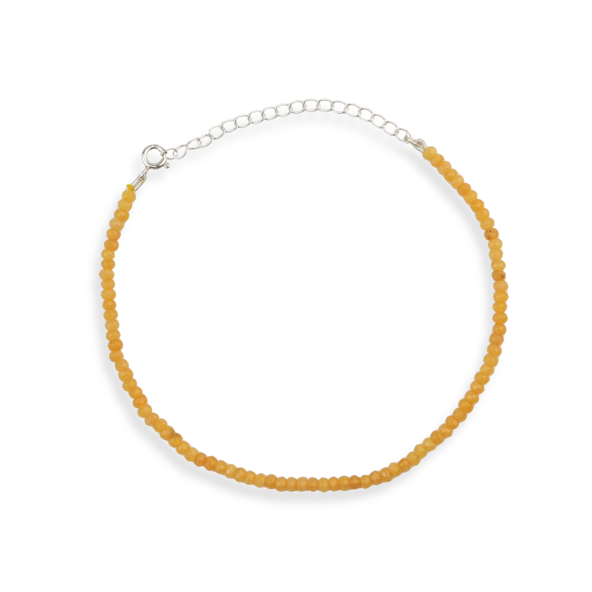 Yellow Jade Silver Anklet (Project Handmade)
